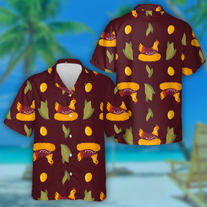 Cute Chicken Sitting On A Nest With Leaves And Eggs Hawaiian Shirt, Hawaiian Shirt Gift, Christmas Gift