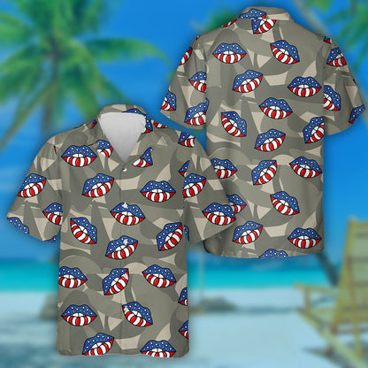 Liopaí Bhratach Mheiriceá Ar Dhuaithníocht Cúlra Míleata Léine haváí, Bronntanas Léine haváí, Bronntanas Nollag