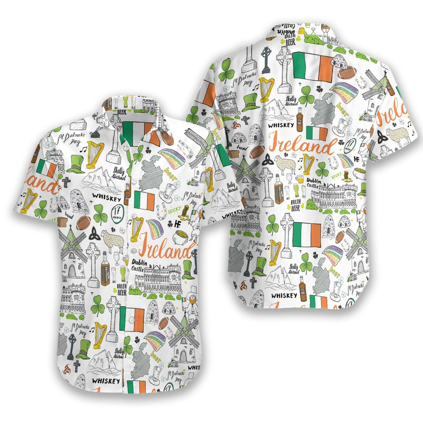 Marvellous Design Hawaiian Shirt I Love Ireland Doodle,Hawaiian Shirt Gift, Christmas Gift