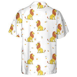 Yellow Lion With Brown Mane On White Background Hawaiian Shirt, Hawaiian Shirt Gift, Christmas Gift