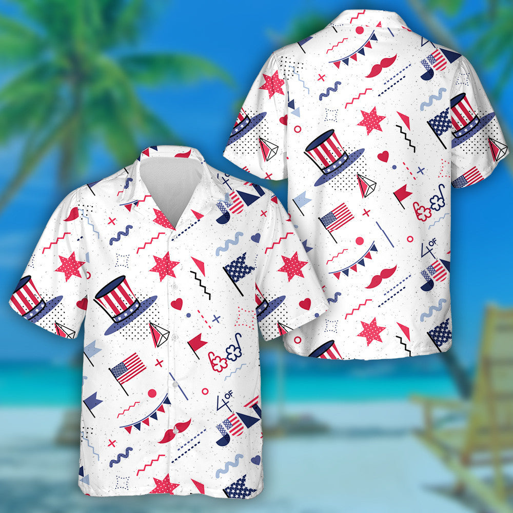 Modern Symbols Of Independence Day Illustration Hawaiian Shirt,Hawaiian Shirt Gift, Christmas Gift