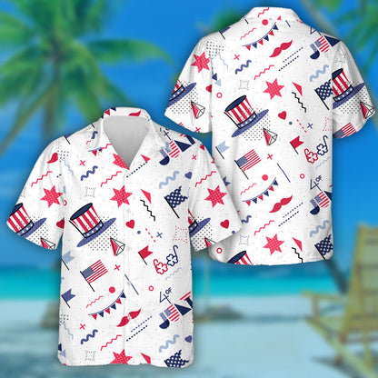 Modern Symbols Of Independence Day Illustration Hawaiian Shirt,Hawaiian Shirt Gift, Christmas Gift