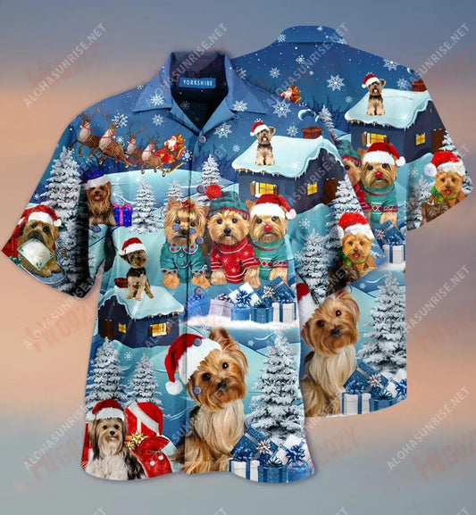 Yorkshire Through The Snow Short Léine Haváís Caitheamh Aimsire Léinte Haváís Saincheaptha Léinte Haváís do Mhná, Bronntanais Léine Haváís, Bronntanas Nollag