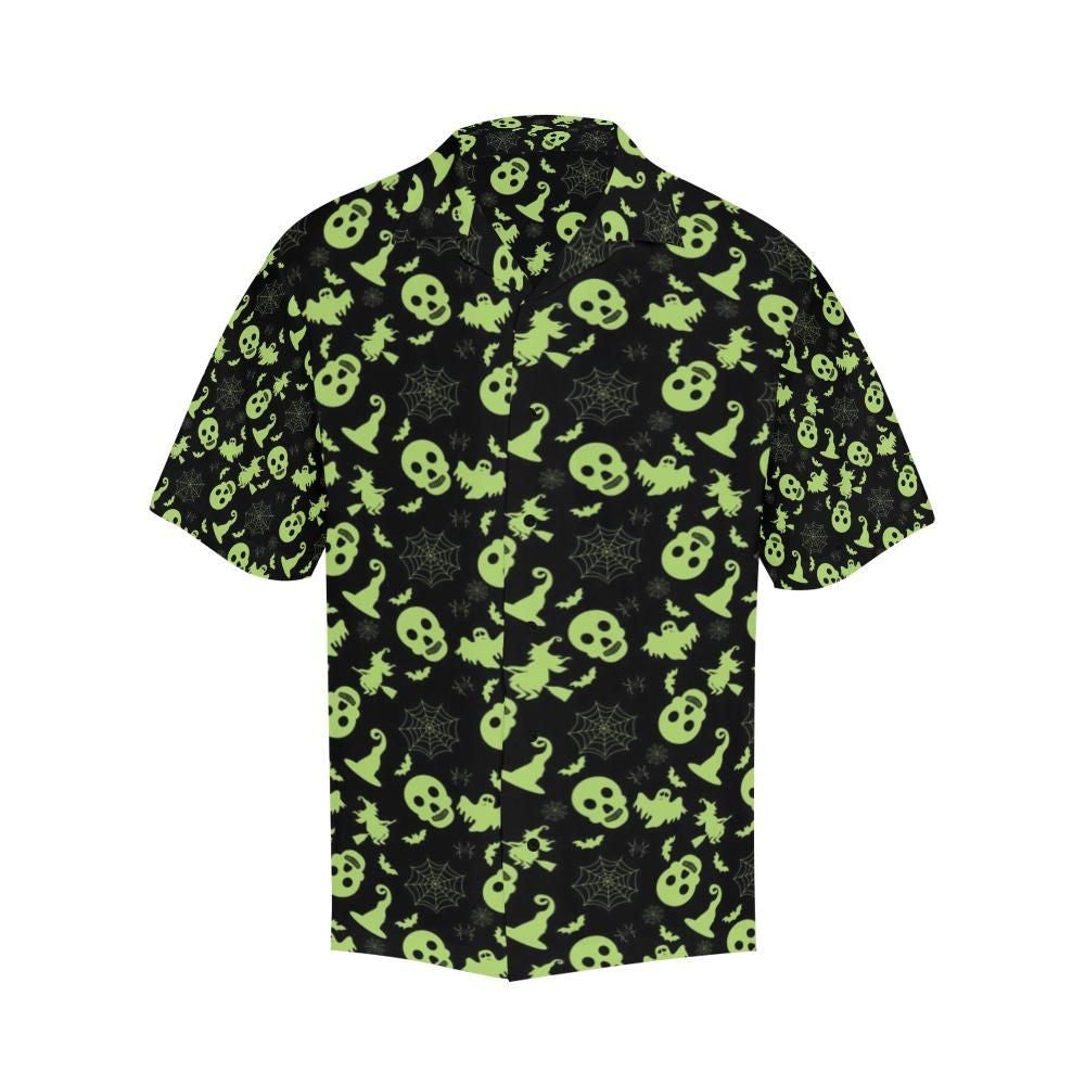 Witch Halloween Green Seamless Dramatic Hawaiian Shirt, Hwaiian For Gift