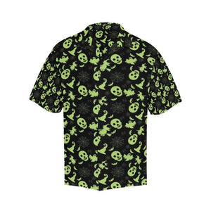 Witch Halloween Green Seamless Dramatic Hawaiian Shirt, Hwaiian For Gift