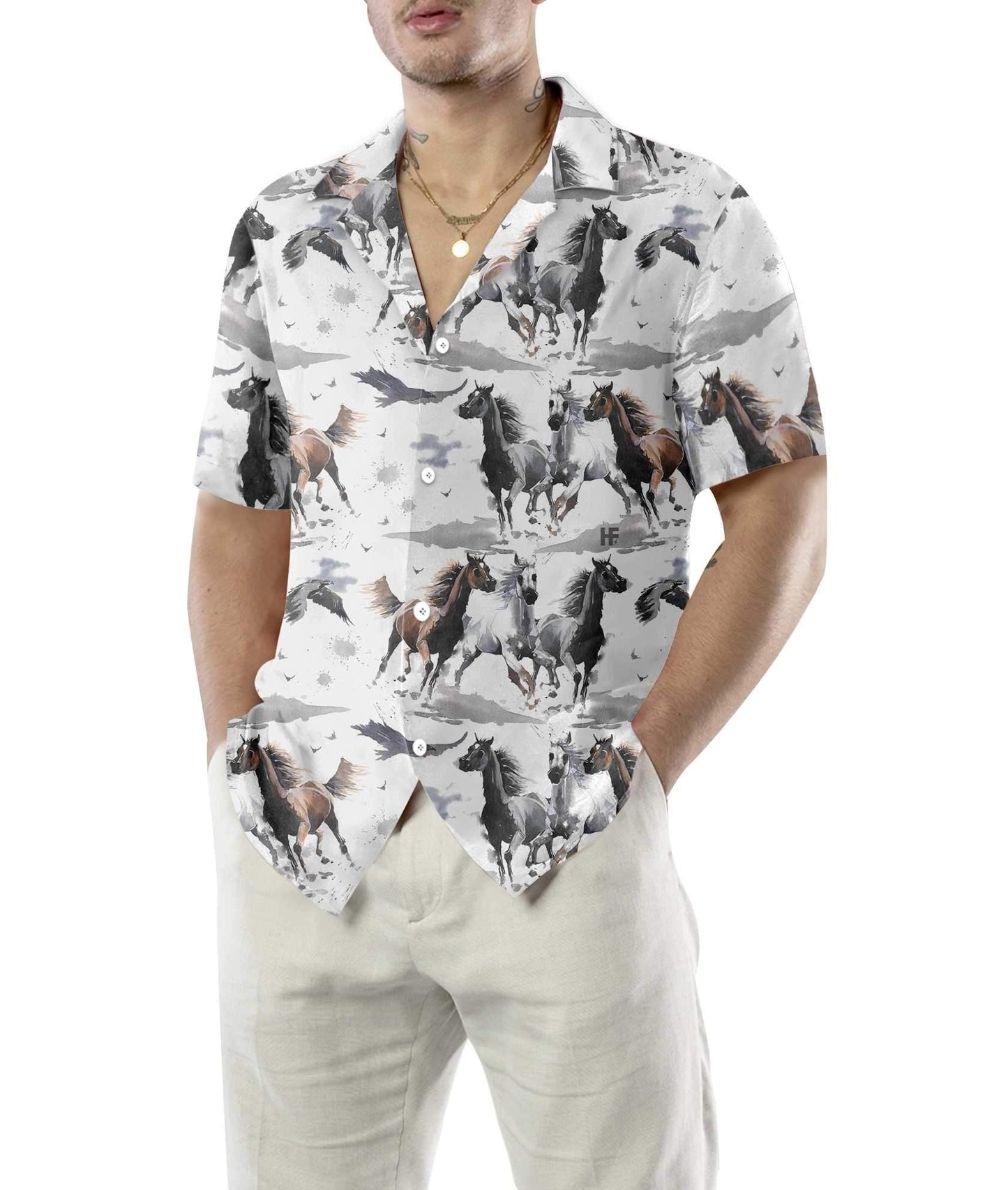 Wild And Free Racing Horses Hawaiian Shirt, Hwaiian For Gift