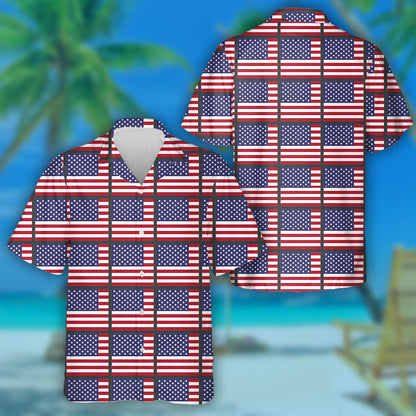Classic Pattern Of Independence Day USA Flags Hawaiian Shirt, Hawaiian Shirt Gift, Christmas Gift
