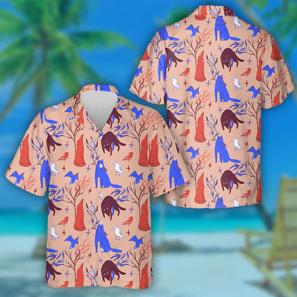 Halloween With Wolfs Crows And Plants Hawaiian Shirt, Hawaiian For Gift