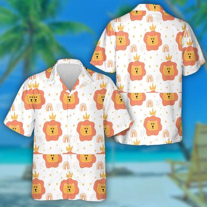 Sleeping Lion Head With Crown And Rainbow Hawaiian Shirt, Hawaiian Shirt Gift, Christmas Gift
