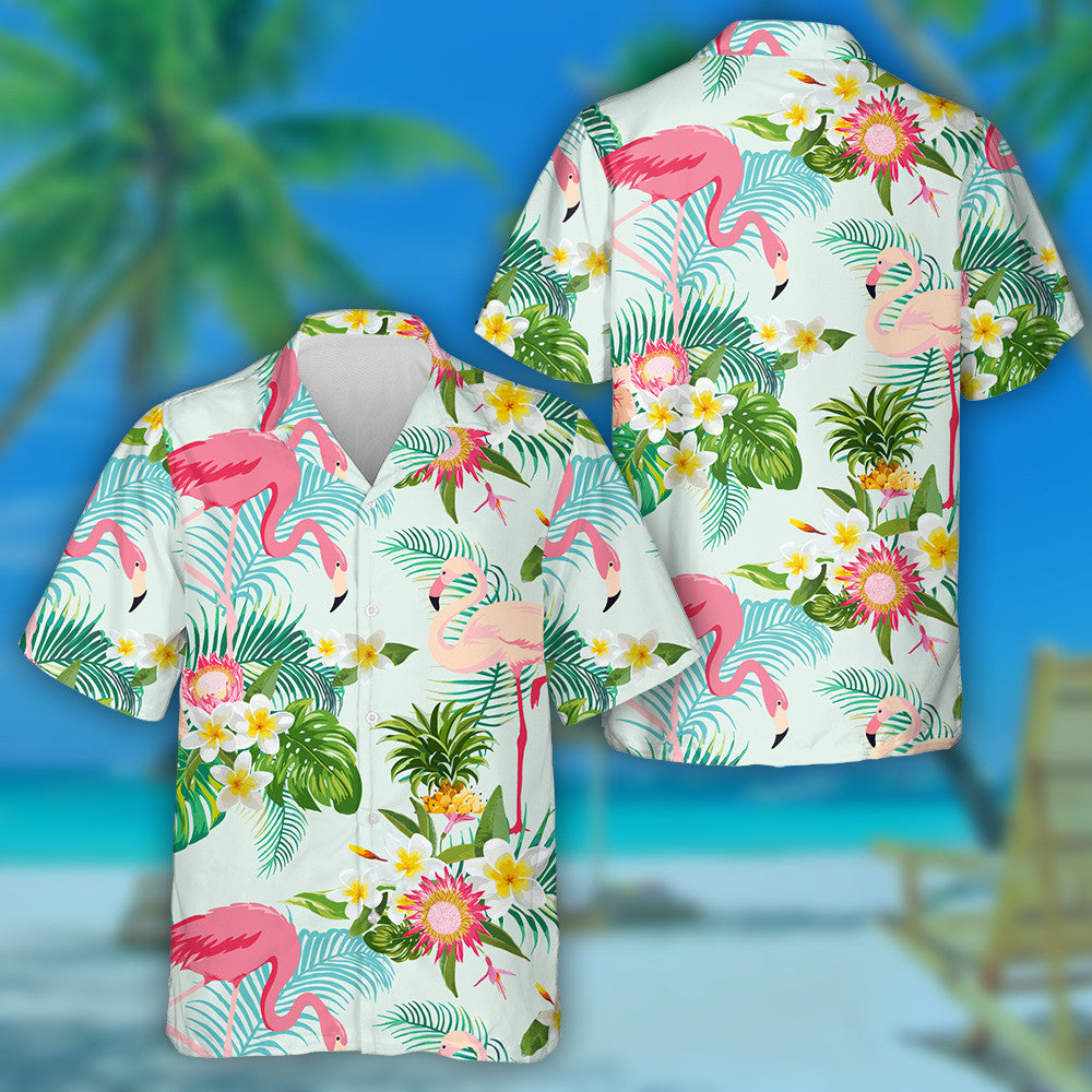 Flamingo Álainn Le Bláthanna Trópaiceacha Seanré Léine Haváís, Bronntanas Léine Haváí, Bronntanas Nollag