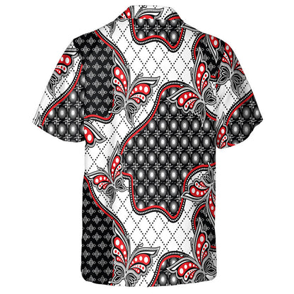 Theme Indonesian Batik Motif Floral And Butterfly Hawaiian Shirt, Hawaiian Shirt Gift, Christmas Gift
