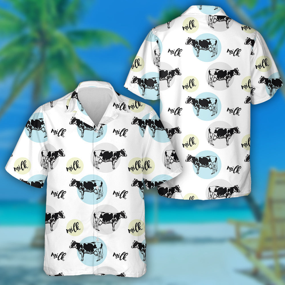 Cartoon Cows And Milk In Colorful Ball Hawaiian Shirt, Hawaiian Shirt Gift, Christmas Gift