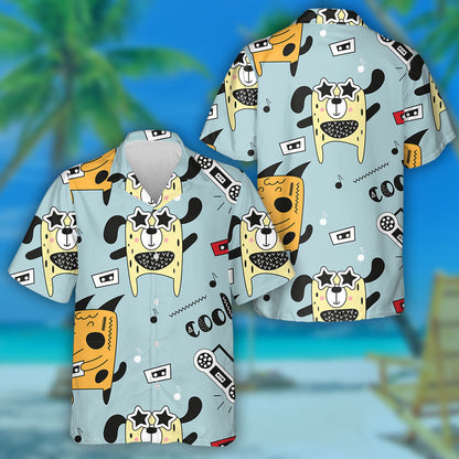 Cool Dogs And Music In Scandinavian Style Hawaiian Shirt, Hawaiian Shirt Gift, Christmas Gift