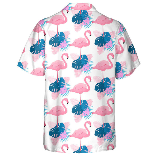 Graceful Flamingos Monstera Fern And Palm Leaves Hawaiian Shirt, Hawaiian Shirt Gift, Christmas Gift