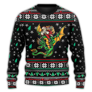 Christmas Santa Claus With Dragon Ugly Christmas Sweater, Christmas Gift, Gift Christmas 2024