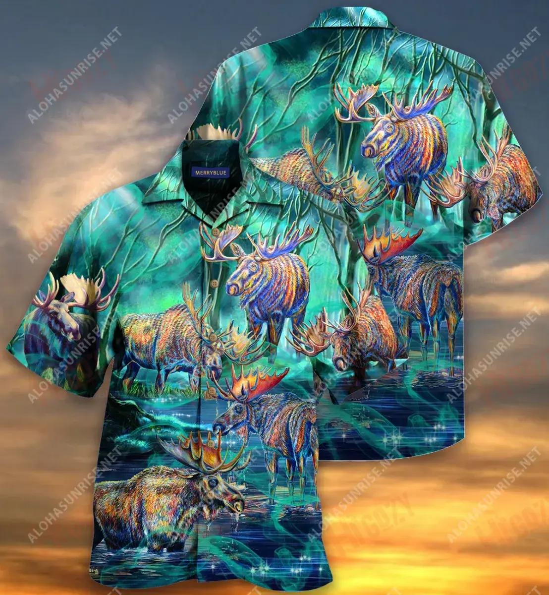 Is Fearr Sa Bheatha Le Léine Gearr Muinchille Unisex Moose Léinte T an tSamhraidh haváíais Léinte Greannmhar Haváí, Bronntanas Léine Haváí, Bronntanas Nollag