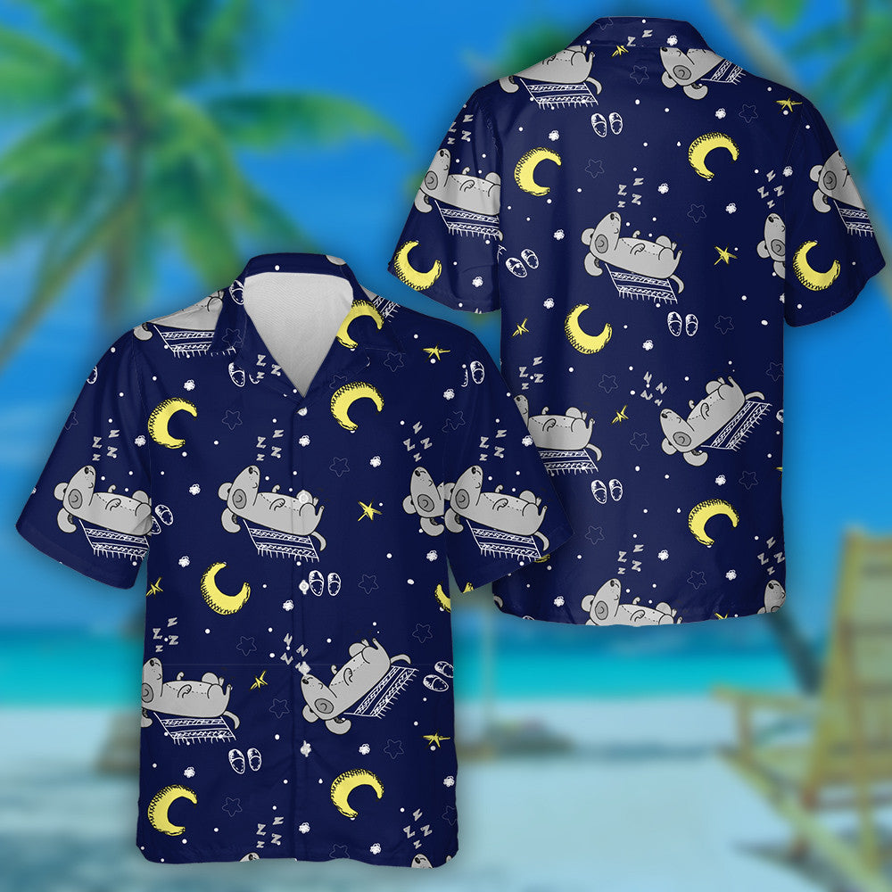 Cartoon Cute Dog Sleeping Isolated Background Hawaiian Shirt, Hawaiian Shirt Gift, Christmas Gift
