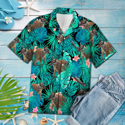 Hiding Numbat In Tropical Monstera Leaves Pattern Hawaiian Shirt, Hawaiian Shirt Gift, Christmas Gift