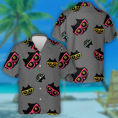 Cat Cartún gleoite I Gloiní Hipster Léine Haváís, Bronntanas Léine Haváise, Bronntanas Nollag