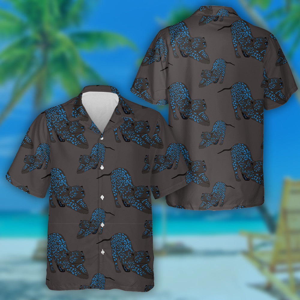 Modern Abstract Leopard Blue And Dark Hawaiian Shirt,Hawaiian Shirt Gift, Christmas Gift