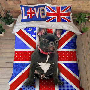 Custom Bull Dog Quilt Bedding Set UK Flower Patter Bedroom Set Bedlinen 3D ,Bedding Christmas Gift,Bedding Set Christmas