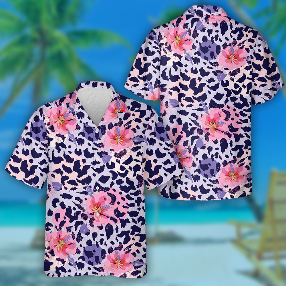 Beautiful Blooming Flower On Animal Skin Leopard Hawaiian Shirt, Hawaiian Shirt Gift, Christmas Gift