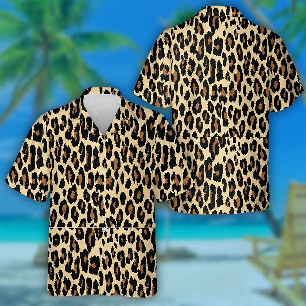 Exotic Colorful Leopard Design Hand Drawn Hawaiian Shirt, Hawaiian Shirt Gift, Christmas Gift