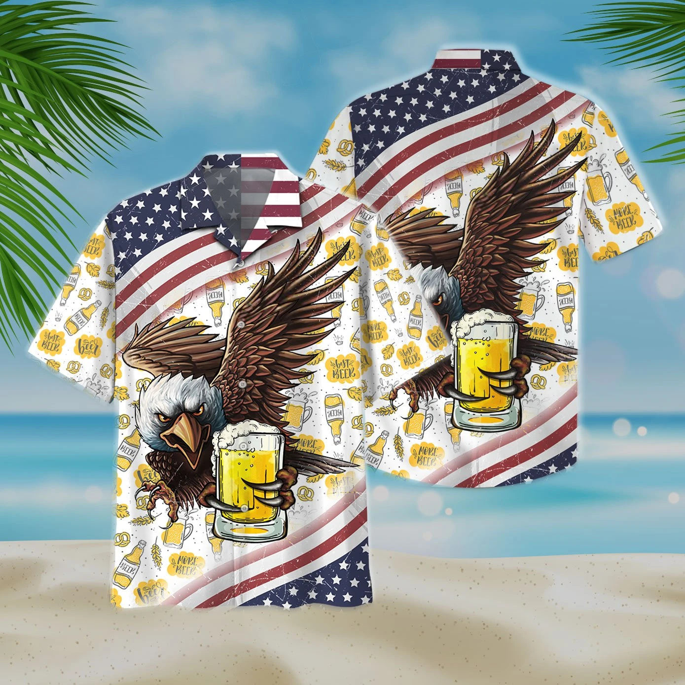 Eagle Glasses Tasty Beer Pattern Hawaiian Shirt,Hawaiian Shirt Gift, Christmas Gift