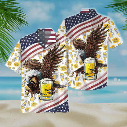 Eagle Glasses Tasty Beer Pattern Hawaiian Shirt,Hawaiian Shirt Gift, Christmas Gift