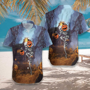 Skeleton Knows How To Dance Halloween Dramatic Hawaiian Shirt, Hawaiian Shirt Gift, Christmas Gift