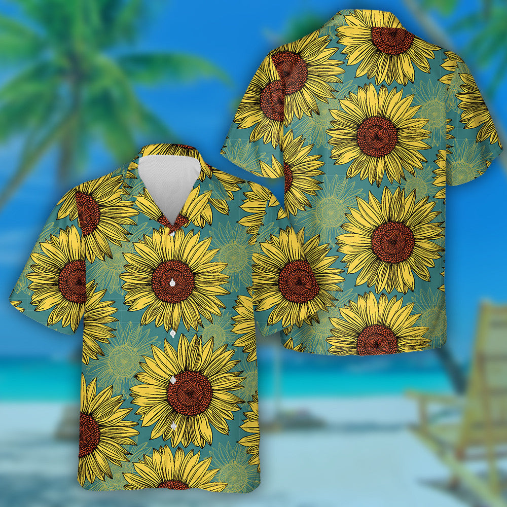 Bláthanna Oráiste Buí Nádúrtha Ar Chúlra Gorm Mionta Léine Haváís, Bronntanas Léine Haváíais, Bronntanas Nollag