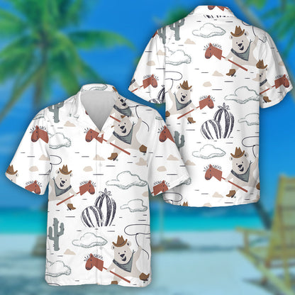 Cartoon Western Bear Baby Ride Horse Hawaiian Shirt, Hawaiian Shirt Gift, Christmas Gift