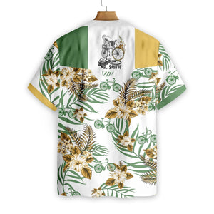 Cycling Tropical Forest White Background Custom Name Hawaiian Shirt, Hawaiian Shirt Gift, Christmas Gift