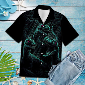 Amazing Dinosaur With Red Eyes Hawaiian Shirt, Hawaiian For Gift