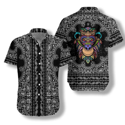 Black And White Paisley Texture Design Hawaiian Shirt, Hawaiian For Gift