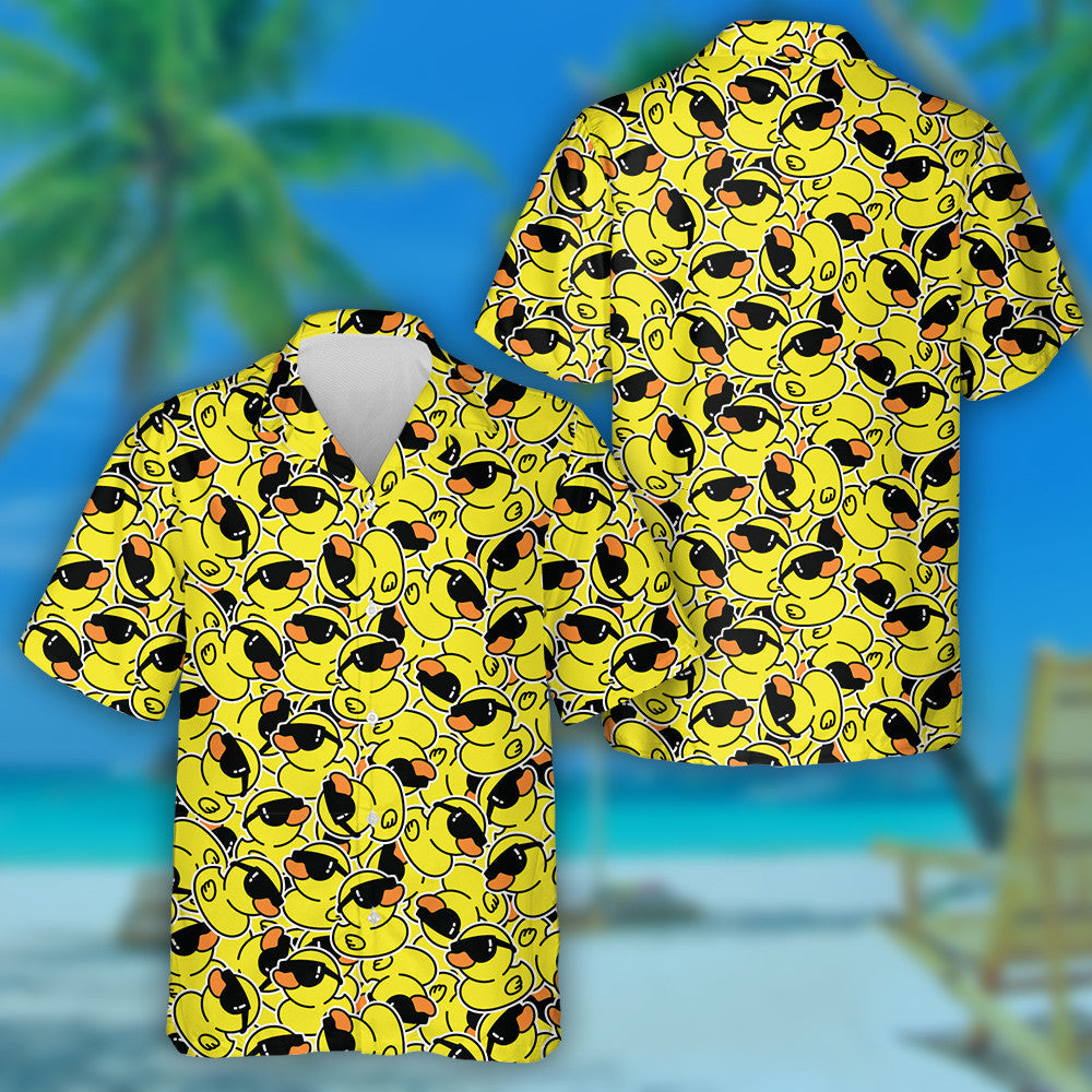 Rubber Duck Sunglasses Shower Bath Cartoon Hawaiian Shirt,Hawaiian Shirt Gift, Christmas Gift
