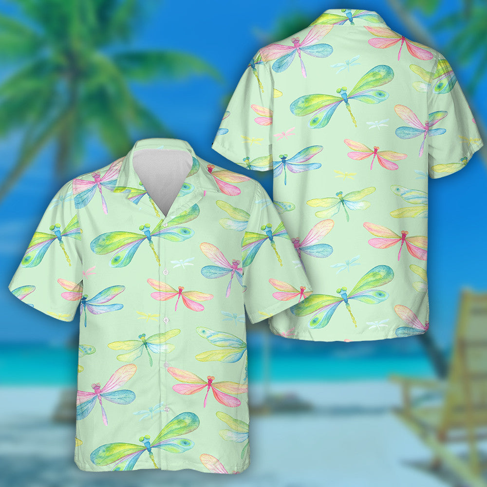 Bright Flying Dragonfly Blue And Turquoise Colors Hawaiian Shirt, Hawaiian Shirt Gift, Christmas Gift