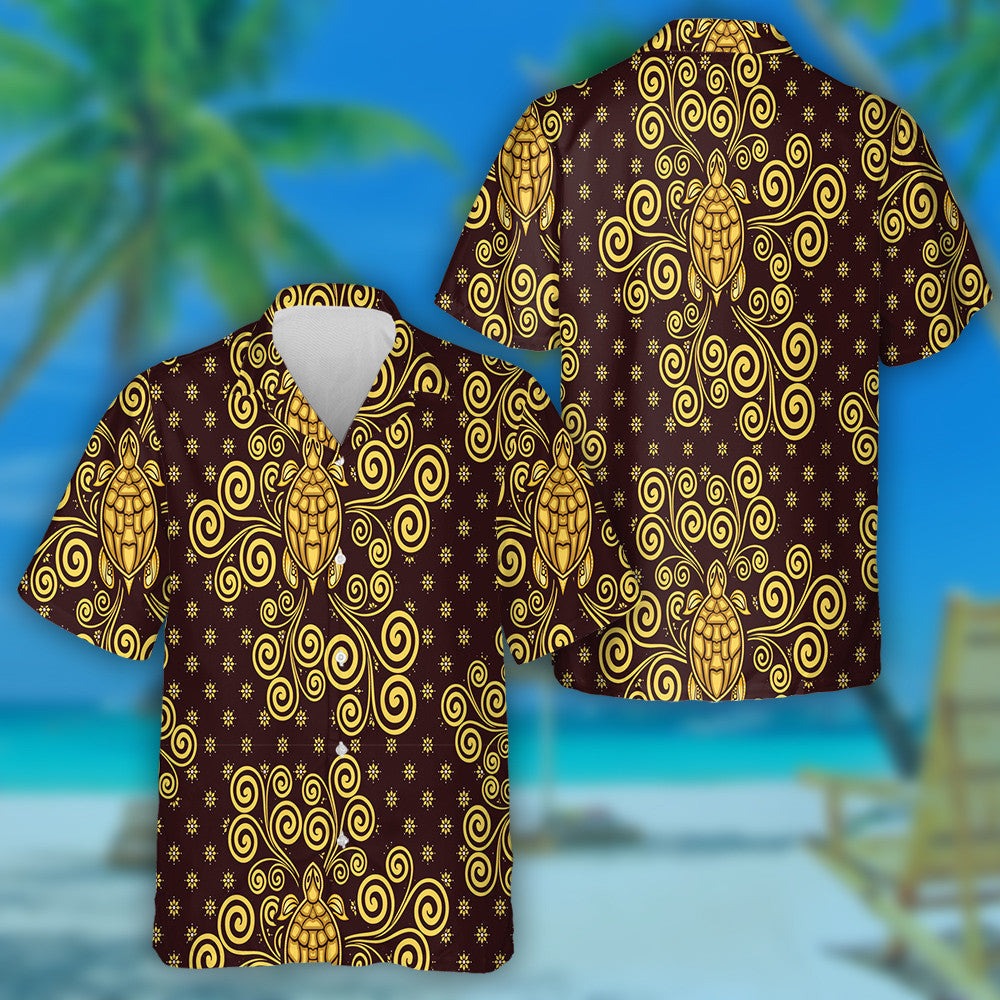 Téama Batik Farraige Le Turtar Óir Ar Léine Donn Haváís, Bronntanas Léine Haváíais, Bronntanas Nollag