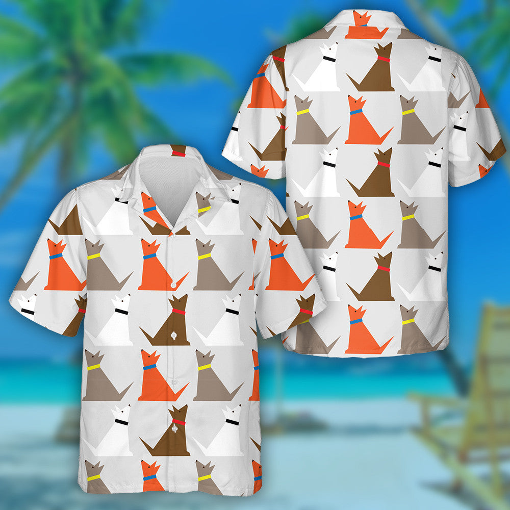 Cartoon Brown Dogs On Gray Background Hawaiian Shirt, Hawaiian For Gift