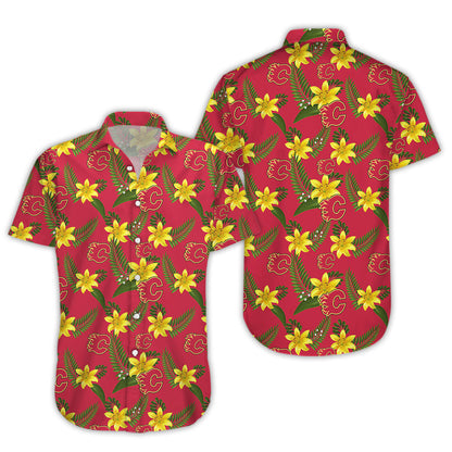 Calgary Flames Aloha Shirt Hawaiian Aloha Shirt Hawaiian Shorts Beach Short Shirt- Hawaiian Shirts -Hawaiian Shirt Gift, Christmas Gift
