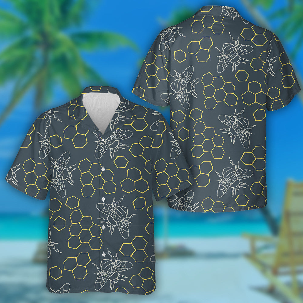 Cíor Mhíl Nádúrtha an tSamhraidh Agus Beacha ar Léine Gorma Haváí Teal, Bronntanas Léine Haváíais, Bronntanas Nollag