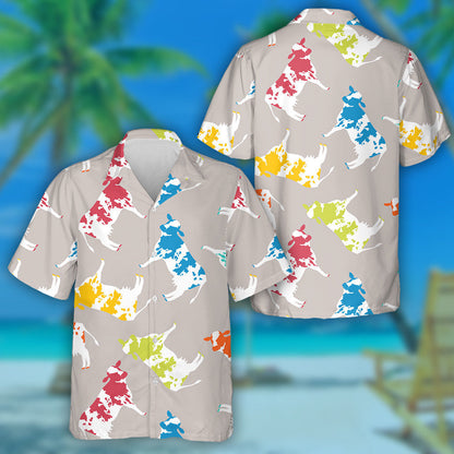 Hand Drawn Colourful Cows On Grey Hawaiian Shirt, Hawaiian For Gift