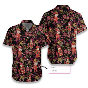 Firefighter Fire Rescue Vivid Flowers Custom Name Hawaiian Shirt, Hawaiian Shirt Gift, Christmas Gift