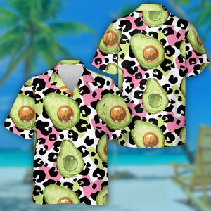 Wild African Leopard And Hand Drawn Avocado Hawaiian Shirt, Hawaiian Shirt Gift, Christmas Gift