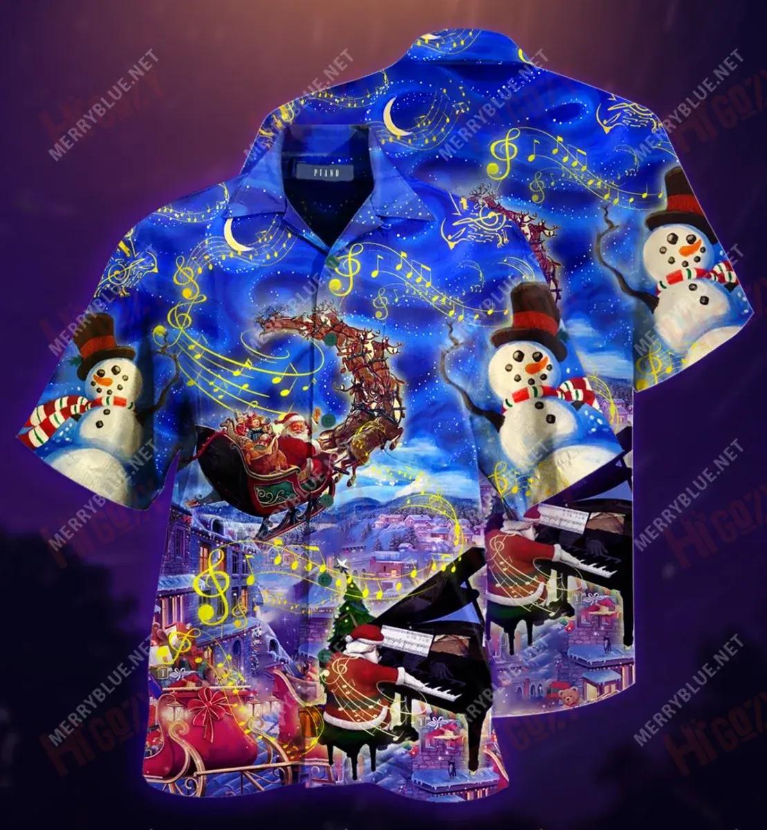 Fuaim Na Nollag Pianó Léine Gearr Muinchille Gearr Léinte T Aigéan Haváí Léinte Crazy Léinte haváíais d'Fhir, Bronntanas Léine Haváíais, Bronntanas Nollag