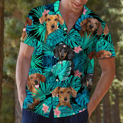 Appealing Tropical Jungle With Dachshund Hawaiian Shirt, Hawaiian For Gift