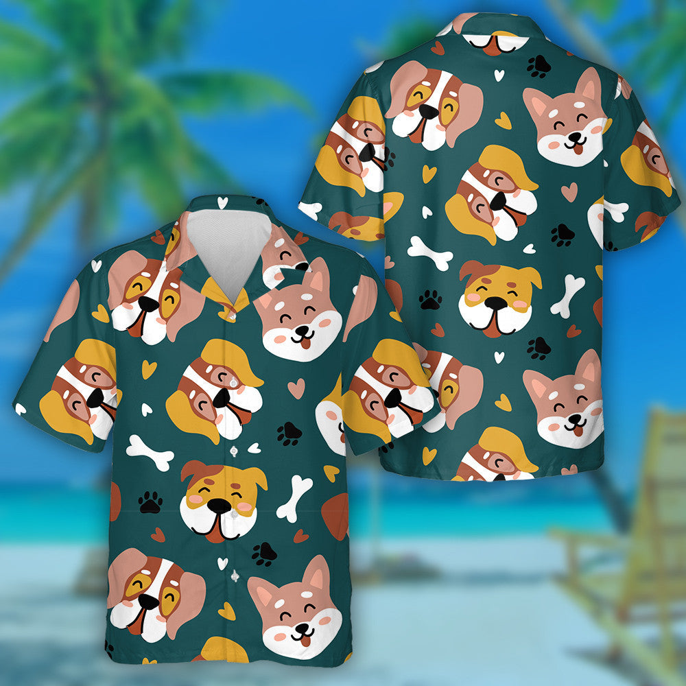 Friendly Animal Dogs Character In Cartoon Background Hawaiian Shirt, Hawaiian Shirt Gift, Christmas Gift