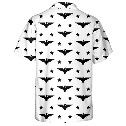 Black Eagles And Stars On White Screen Hawaiian Shirt, Hawaiian Shirt Gift, Christmas Gift