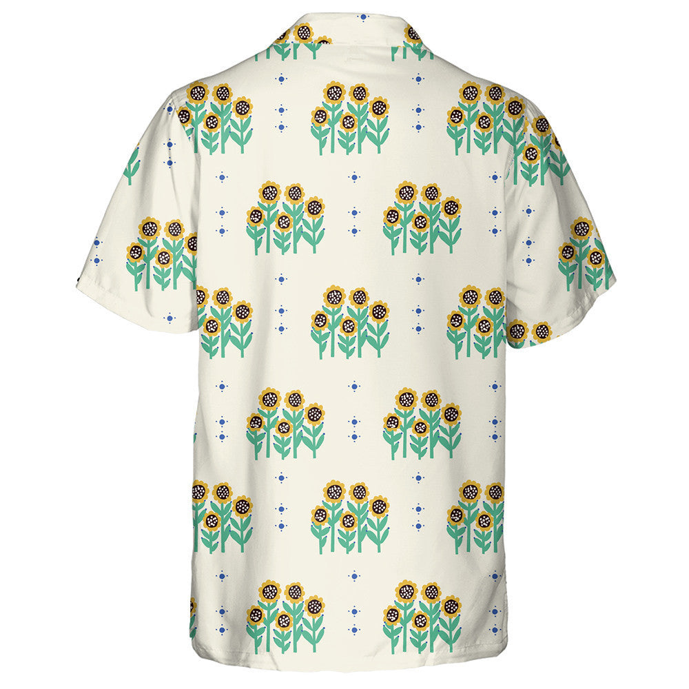 Retro Small Sunflower Flower Land Illustration Hawaiian Shirt,Hawaiian Shirt Gift, Christmas Gift