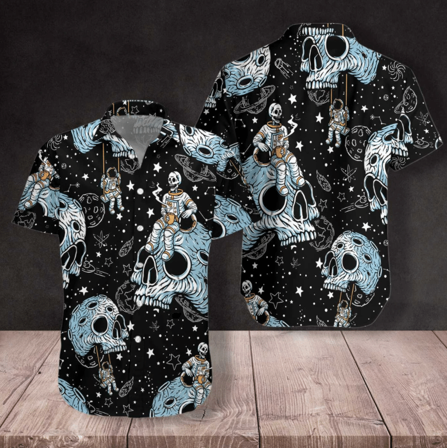 Lonely Skull Planet Outta Space Pattern Hawaiian Shirt,Hawaiian Shirt Gift, Christmas Gift